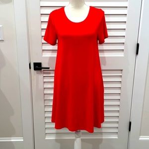 Bright Christmas red tshirt dress with pockets size small. NWOT